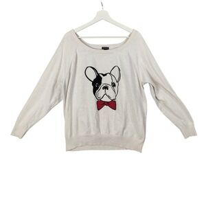 Torrid French Bull Dog Sweater Crew Neck Pullover Casual Top Beige Women Size 2X